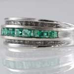 Emerald Diamond White Gold Band