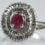 Vintage Ruby Diamond White Gold Ring