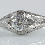 Deco Old European Illusion Wedding Ring