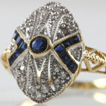 Antique Style Sapphire Diamond Filigree Ring