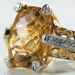 Romantic Citrine Diamond Gold Ring