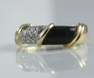 Black Onyx Diamond Band Ring