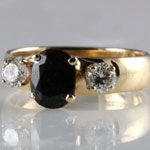 Vintage Dark Blue Sapphire Diamond Ring