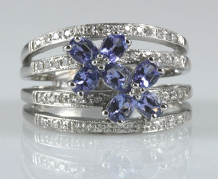 Tanzanite Flower Diamond Ring