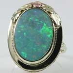 Large Colorful Opal Gold Ring