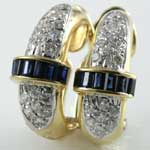 Blue Sapphire Diamond Pierced Earrings
