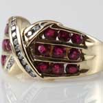 Ruby Diamond X Gold Ring