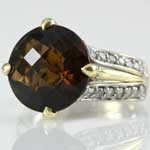 Checkerboard Citrine Diamond Ring