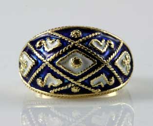 Vintage Blue Enamel Gold Ring