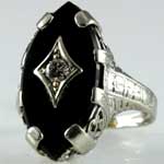 Black Onyx Diamond Filigree Ring