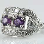 Amethyst Diamond Estate Ring