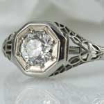 Solitaire Diamond Filigree Engagement Ring