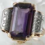 1940s Big Amethyst Diamond Ring