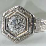 Estate Hexagon Diamond Engagement Ring