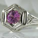 Pink Sapphire Flower Filigree Ring