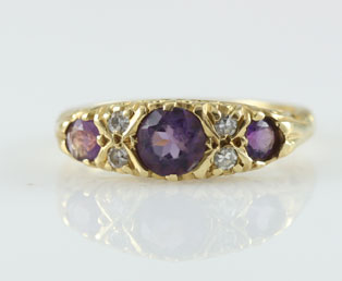 Estate Amethyst Gold Filigree Ring