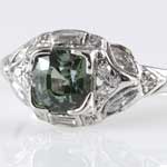 Estate Green Sapphire Wedding Ring