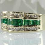 Vintage Wide Emerald Diamond Band