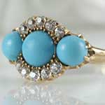Antique Persian Turquoise Diamond Ring