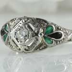 Estate Engraved Diamond Ring