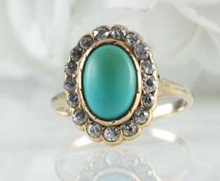 Turquoise Diamond Antique Ring