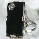 Black Onyx Diamond Gold Ring