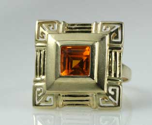 Square Citrine Ring