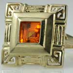 Square Citrine Ring
