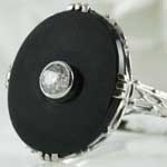 Black Onyx Filigree Ring Vintage