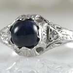 Antique Sapphire Cabochon Engagement Ring