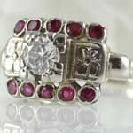 Estate Diamond Ruby Engagement Ring