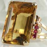 1940s Large Citrine Ruby Ring