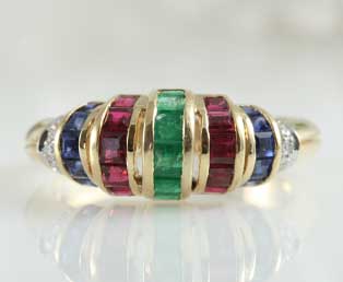 Vintage Multi Stone Gold Ring