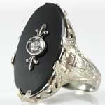 Antique Black Onyx Gold Ring