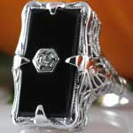 Antique Black Onyx Filigree Ring