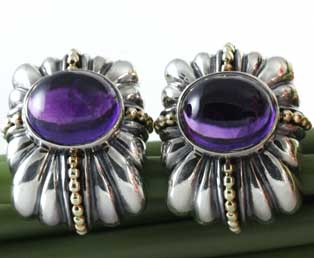 Vintage Amethyst Silver Earrings