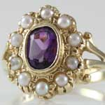 Amethyst Pearl Gold Ring