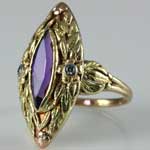 Long Amethyst Floral Ring