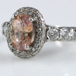 Padparadscha Diamond Platinum Ring