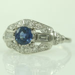 Estate Sapphire Diamond Platinum Ring