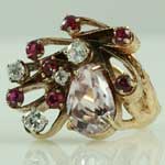 Retro Quartz Diamond Ruby Ring