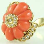 Orange Coral Diamond Ring
