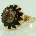Big Smoky Quartz Gold Ring