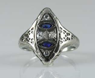 Deco Sapphire Diamond Ring