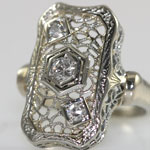 Rectangular Diamond Filigree Ring