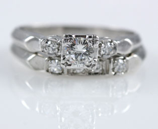 Estate Platinum Diamond Wedding Set