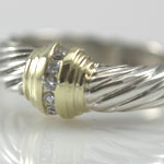 Yurman Silver Gold Diamond Ring