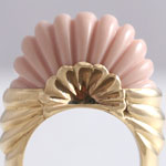Carved Coral Bombe Ring