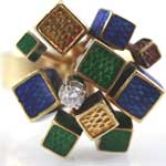 Estate Enamel Italian Ring
